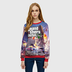 Свитшот женский ЭКШЕН Grand Theft Auto V, цвет: 3D-красный — фото 2