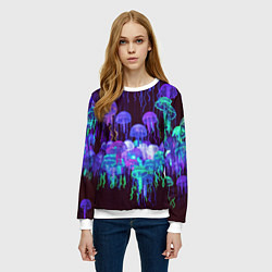 Свитшот женский Неоновые медузы, цвет: 3D-белый — фото 2