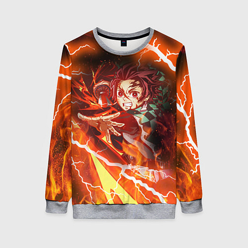 Женский свитшот КЛИНОК РАССЕКАЮЩИЙ ДЕМОНОВ / 3D-Меланж – фото 1