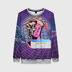 Свитшот женский Vaporwave Cyborg Statue, цвет: 3D-меланж