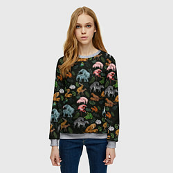 Свитшот женский Дикие Звери Паттерн, цвет: 3D-меланж — фото 2