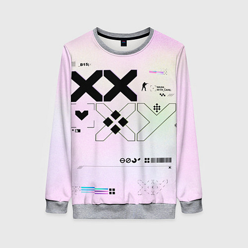 Женский свитшот Printstream style Поток информации Белизна 0 1,Чер / 3D-Меланж – фото 1