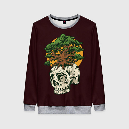 Женский свитшот Дерево растущее из черепа / 3D-Меланж – фото 1