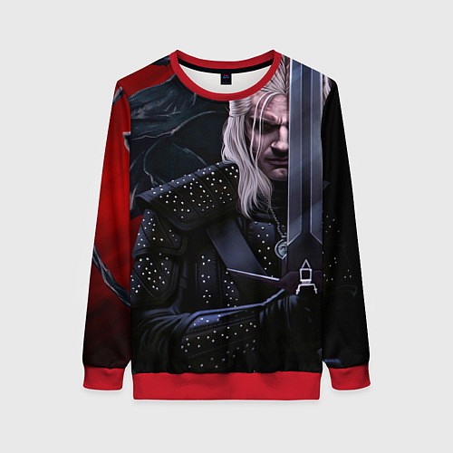Женский свитшот Ведьмак Геральт / 3D-Красный – фото 1
