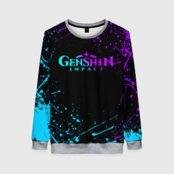 Свитшот женский GENSHIN IMPACT NEON LOGO, цвет: 3D-меланж