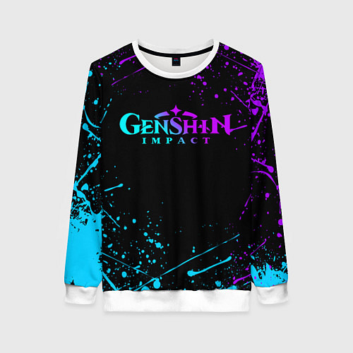 Женский свитшот GENSHIN IMPACT NEON LOGO / 3D-Белый – фото 1