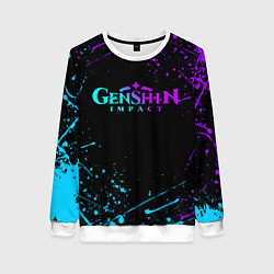 Свитшот женский GENSHIN IMPACT NEON LOGO, цвет: 3D-белый