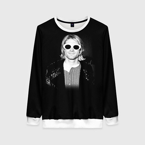 Женский свитшот Курт Кобейн в Очках Nirvana / 3D-Белый – фото 1