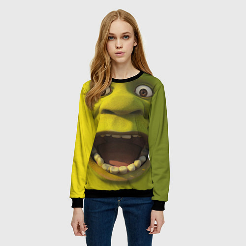 Женский свитшот Shrek is Yelling / 3D-Черный – фото 3