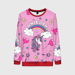 Свитшот женский Единорог Радужный, цвет: 3D-красный