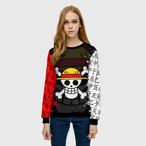 Женский свитшот ONE PIECE ВАН ПИС ЧЕРЕП / 3D-Черный – фото 3