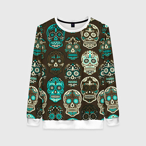 Женский свитшот Черепа с узорами / 3D-Белый – фото 1
