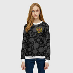 Свитшот женский Герб России Хохлома, цвет: 3D-белый — фото 2