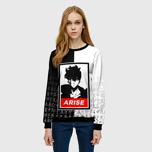 Женский свитшот СОН ДЖИН ВУ SOLO LEVELING / 3D-Черный – фото 3
