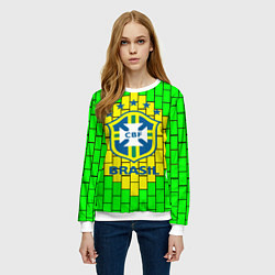 Свитшот женский Сборная Бразилии, цвет: 3D-белый — фото 2