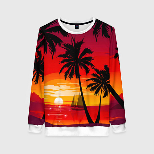 Женский свитшот Гавайский закат / 3D-Белый – фото 1