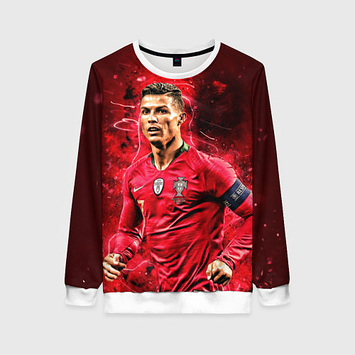 Женский свитшот Криштиану Роналду Португалия / 3D-Белый – фото 1