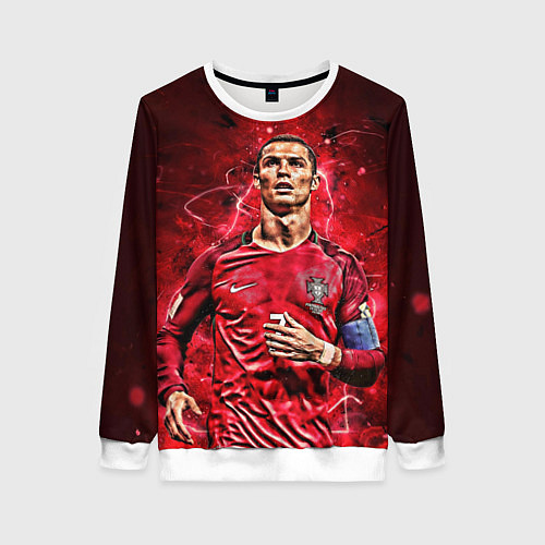 Женский свитшот Cristiano Ronaldo Portugal / 3D-Белый – фото 1