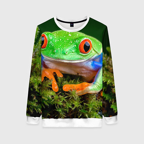 Женский свитшот Тропическая лягушка / 3D-Белый – фото 1
