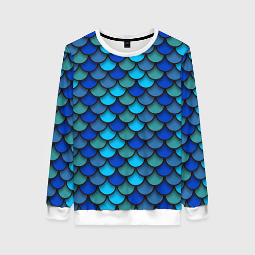 Женский свитшот Чешуя рыбы / 3D-Белый – фото 1