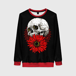 Женский свитшот Череп и Красный Цветок Skull