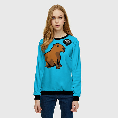 Женский свитшот Капибара / 3D-Черный – фото 3