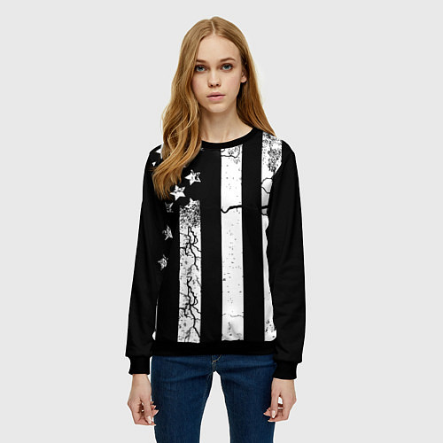 Женский свитшот ЗВЕЗДНО-ПОЛОСАТЫЙ / 3D-Черный – фото 3