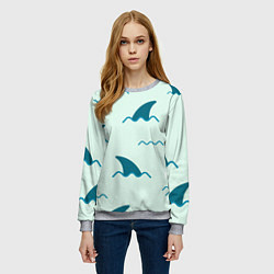 Свитшот женский Плавники акул, цвет: 3D-меланж — фото 2