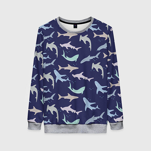 Женский свитшот Акулы разные / 3D-Меланж – фото 1