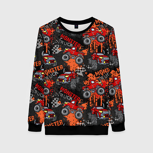Женский свитшот MONSTER TRUCK RED / 3D-Черный – фото 1