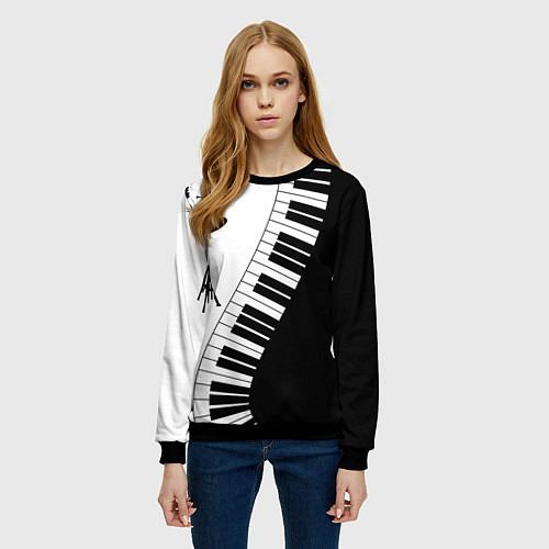 Женский свитшот Черно Белое пианино / 3D-Черный – фото 3