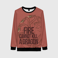 Свитшот женский Fire Cannot Kill a Dragon, цвет: 3D-черный