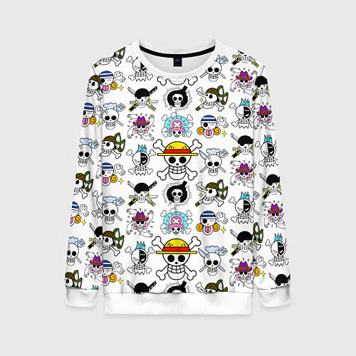 Женский свитшот Веселые Роджеры пиратов Соломенной Шляпы / 3D-Белый – фото 1