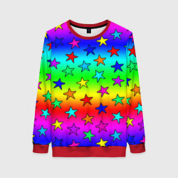 Свитшот женский Радужные звезды, цвет: 3D-красный