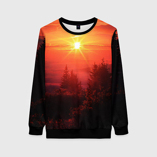 Женский свитшот УТРЕННИЙ РАССВЕТ НАД ОБЛАКАМИ / 3D-Черный – фото 1