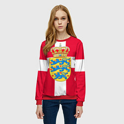 Свитшот женский Дания Герб и флаг Дании, цвет: 3D-красный — фото 2