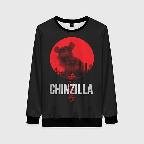 Женский свитшот Chinzilla red / 3D-Черный – фото 1