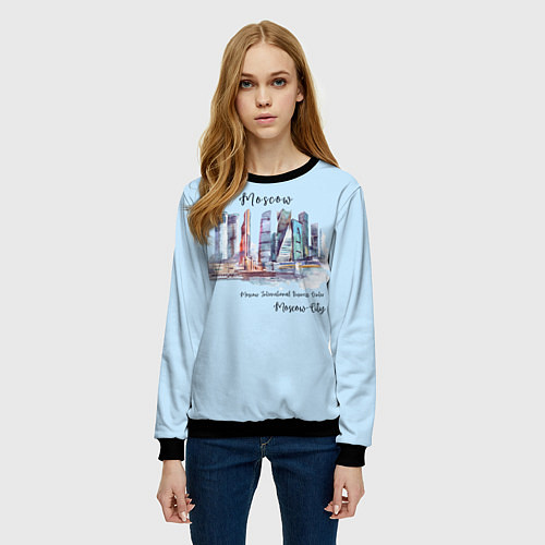 Женский свитшот Москва-Сити / 3D-Черный – фото 3
