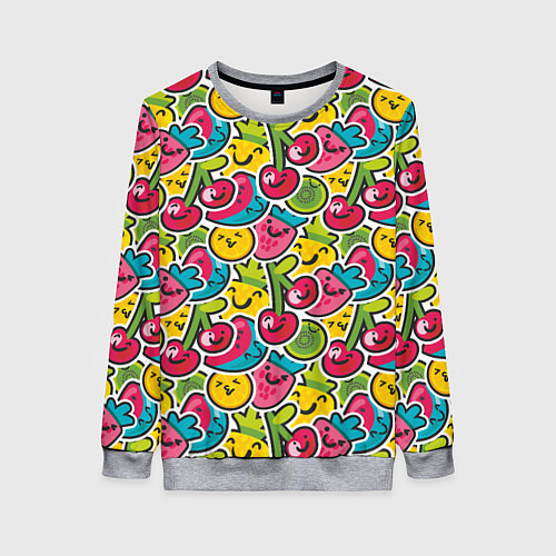 Женский свитшот Лето Ягоды Фрукты / 3D-Меланж – фото 1