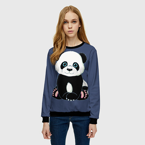Женский свитшот Милая Панда Sweet Panda / 3D-Черный – фото 3