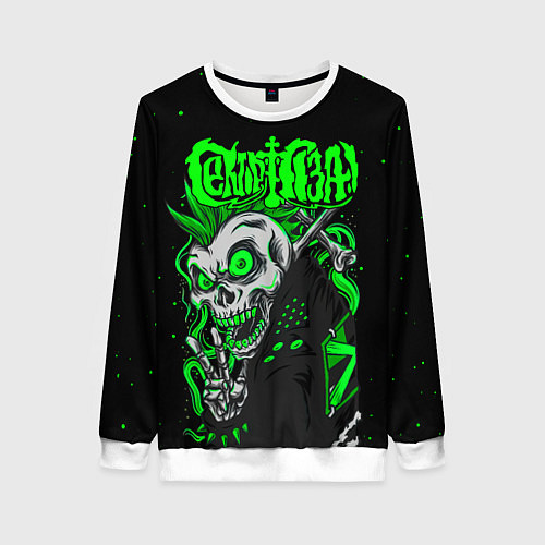 Женский свитшот Сектор Газа кислотно зеленый / 3D-Белый – фото 1