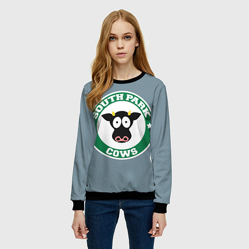 Женский свитшот Коровы вперед / 3D-Черный – фото 3