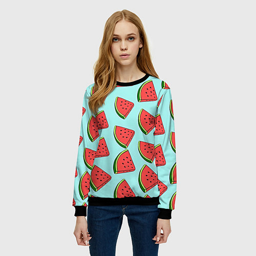 Женский свитшот Дольки арбузов / 3D-Черный – фото 3