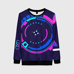 Свитшот женский Розовый Синий Киберпанк, цвет: 3D-черный