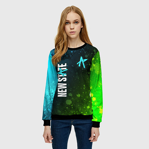 Женский свитшот ПАБГ New State - Брызги / 3D-Черный – фото 3