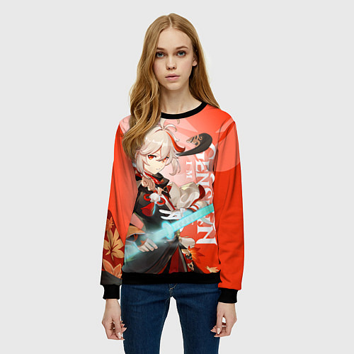 Женский свитшот Genshin Impact, Кадзуха / 3D-Черный – фото 3