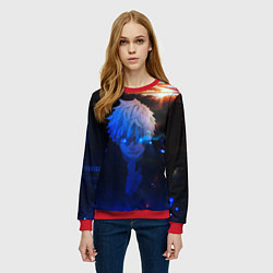 Свитшот женский Сатору гото голубые глаза, цвет: 3D-красный — фото 2