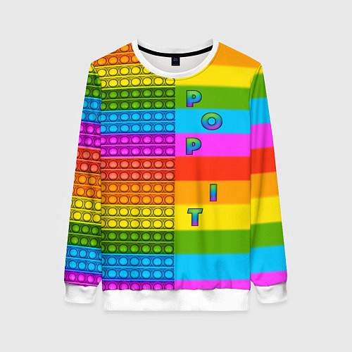 Женский свитшот POP it вертикальная надпись / 3D-Белый – фото 1