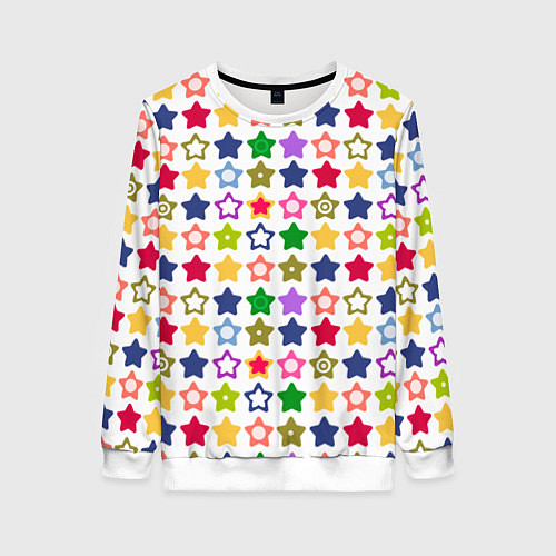 Женский свитшот Разноцветные звездочки / 3D-Белый – фото 1