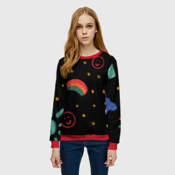 Свитшот женский Мрачное детство, цвет: 3D-красный — фото 2